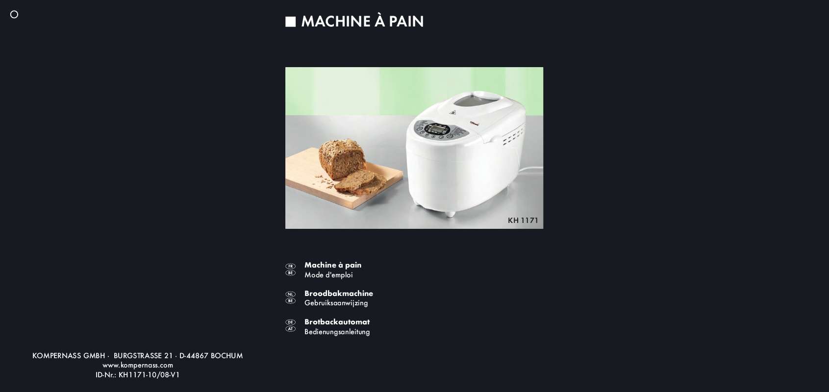 Machine à Pain Bifinett Mode D Emploi
